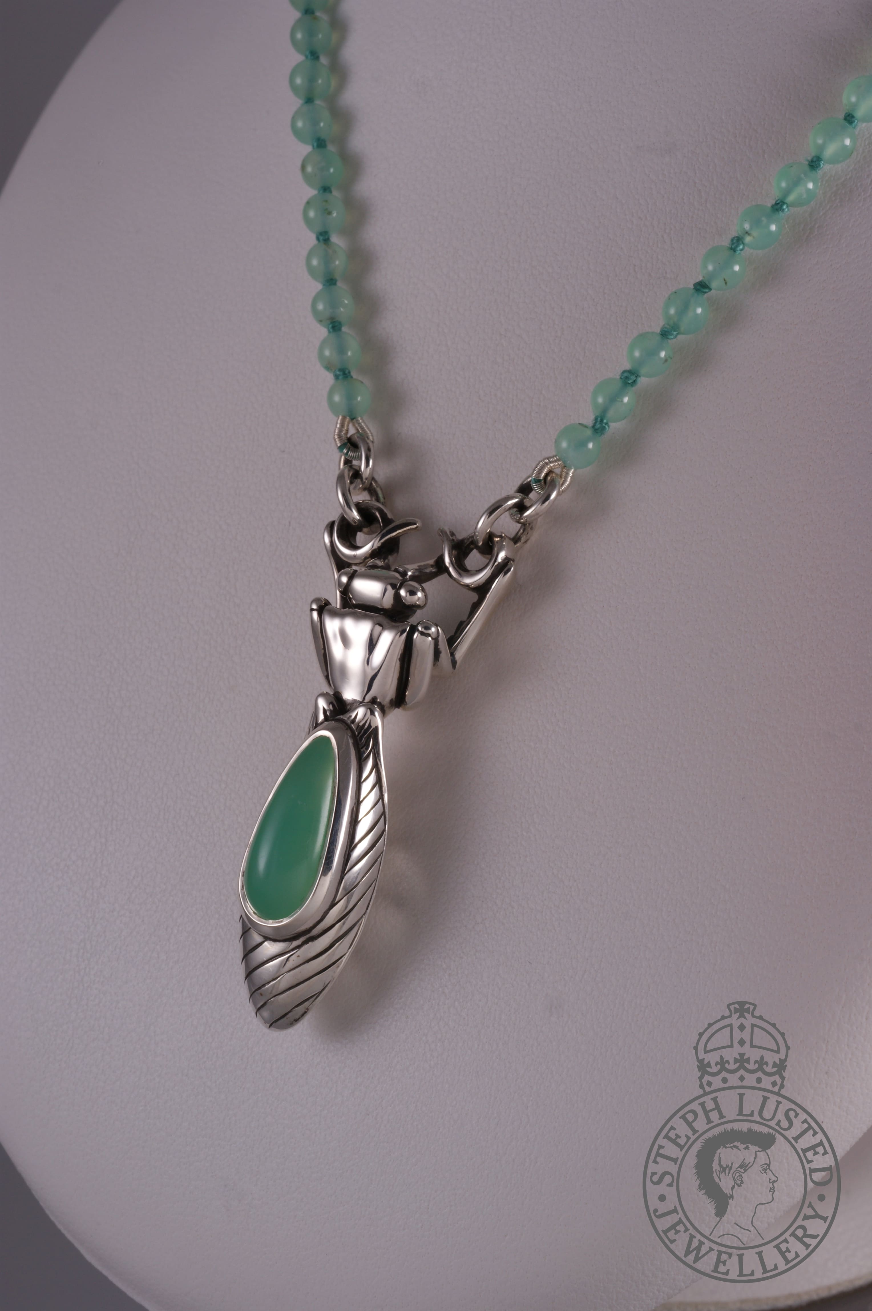 Praying Mantis & Chrysoprase Beads