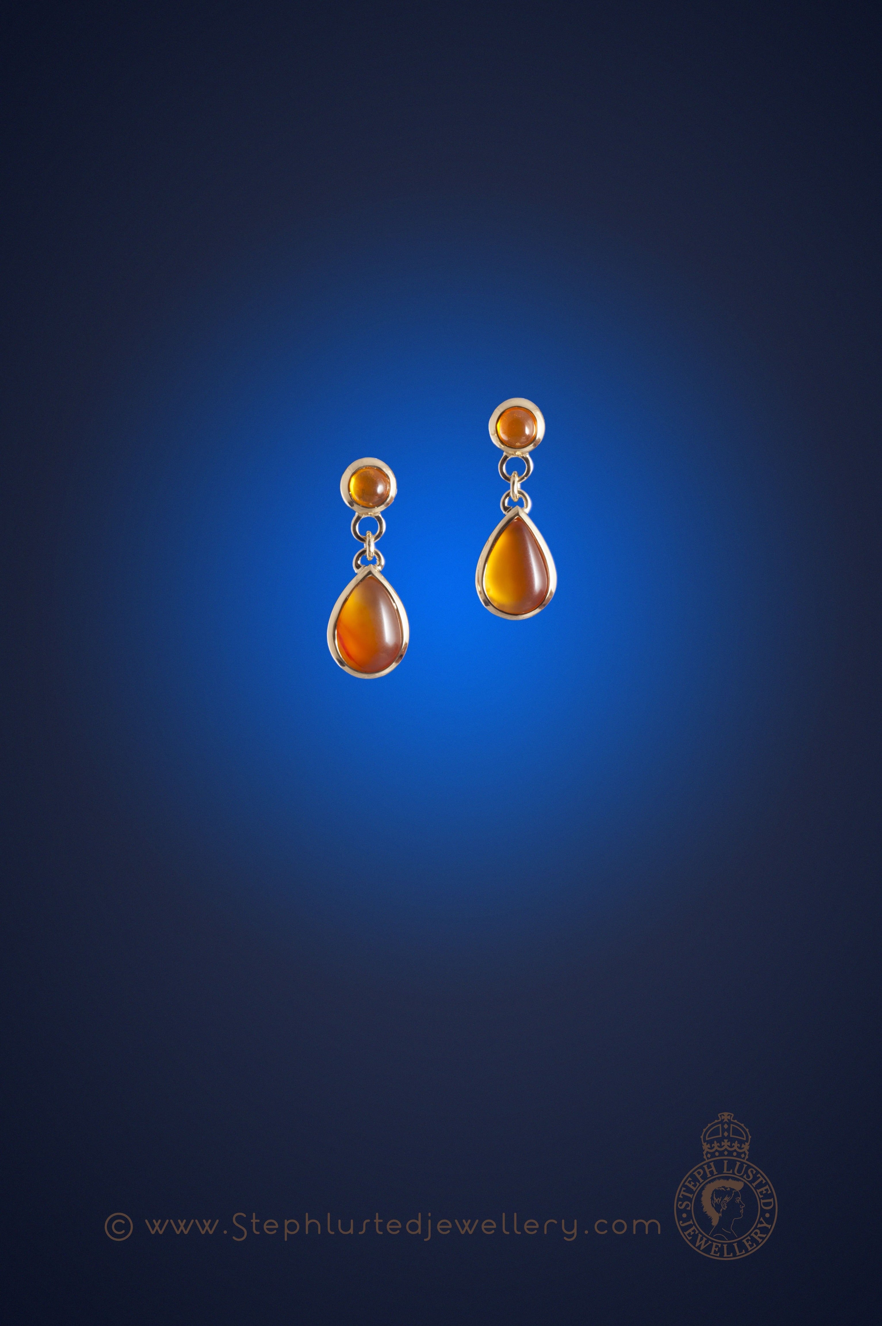 Fire Opal & Carnelian Drop Earrings