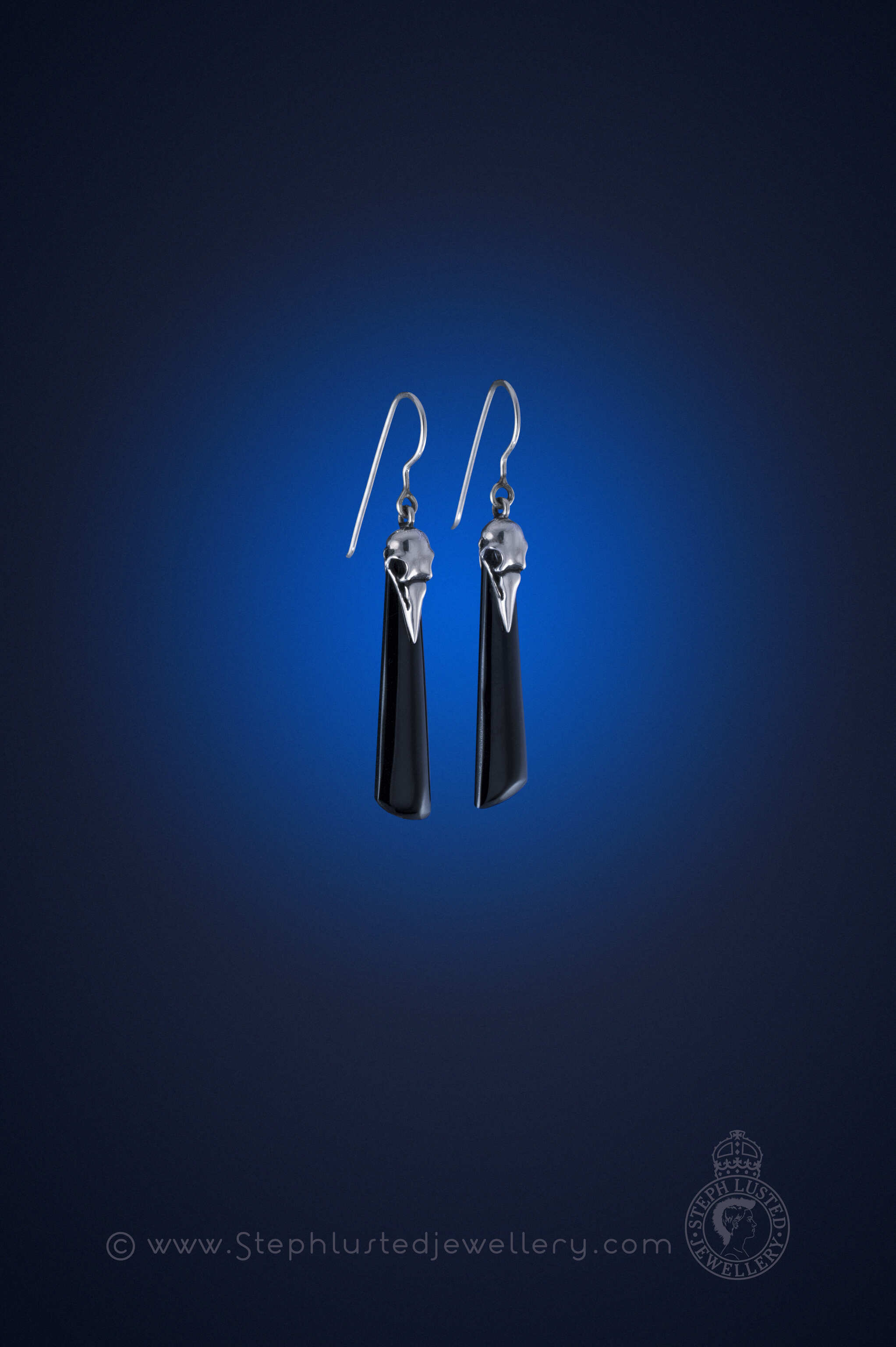 Magpie Skull & Greenstone Earrings
