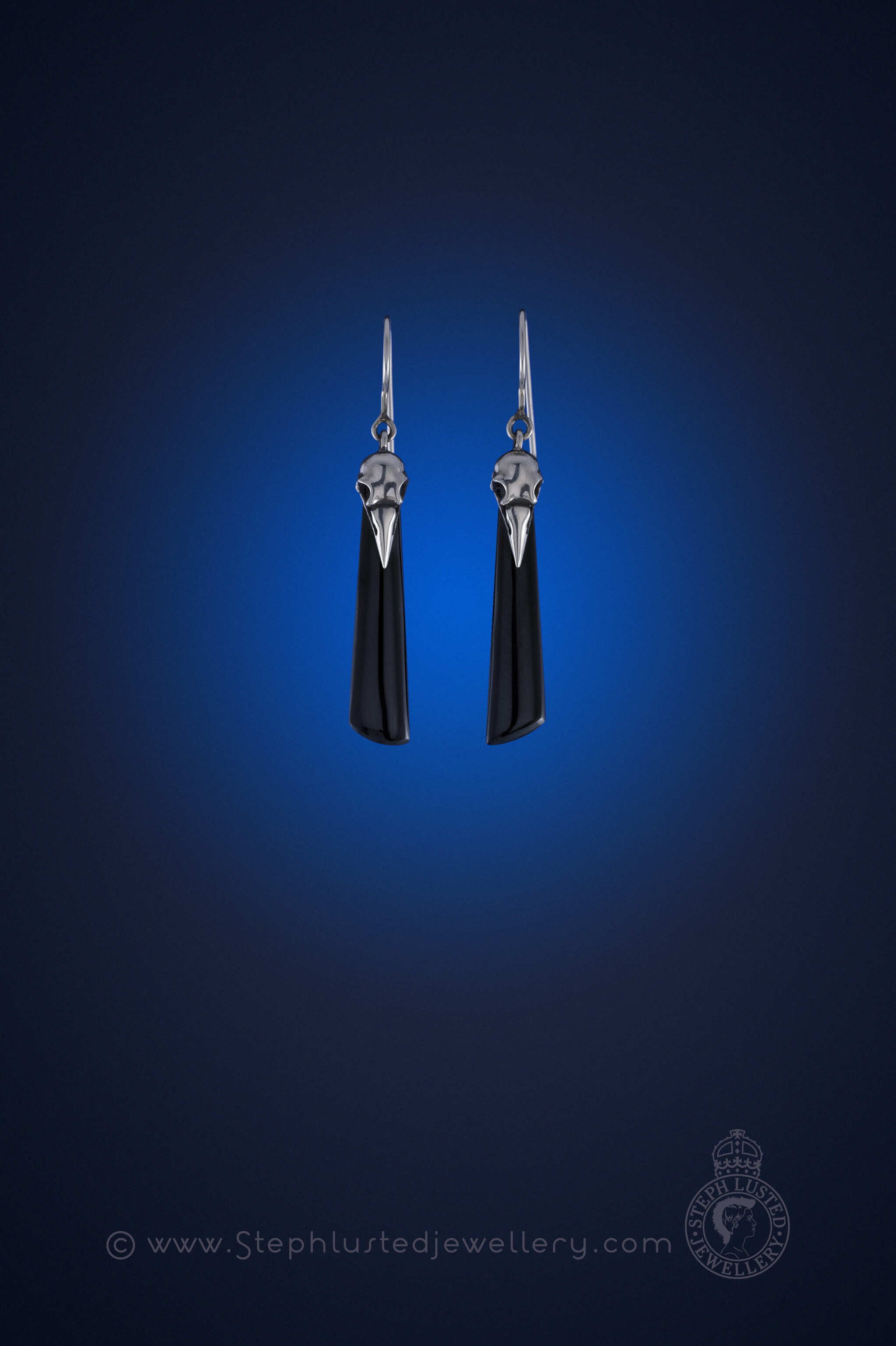 Magpie Skull & Greenstone Earrings