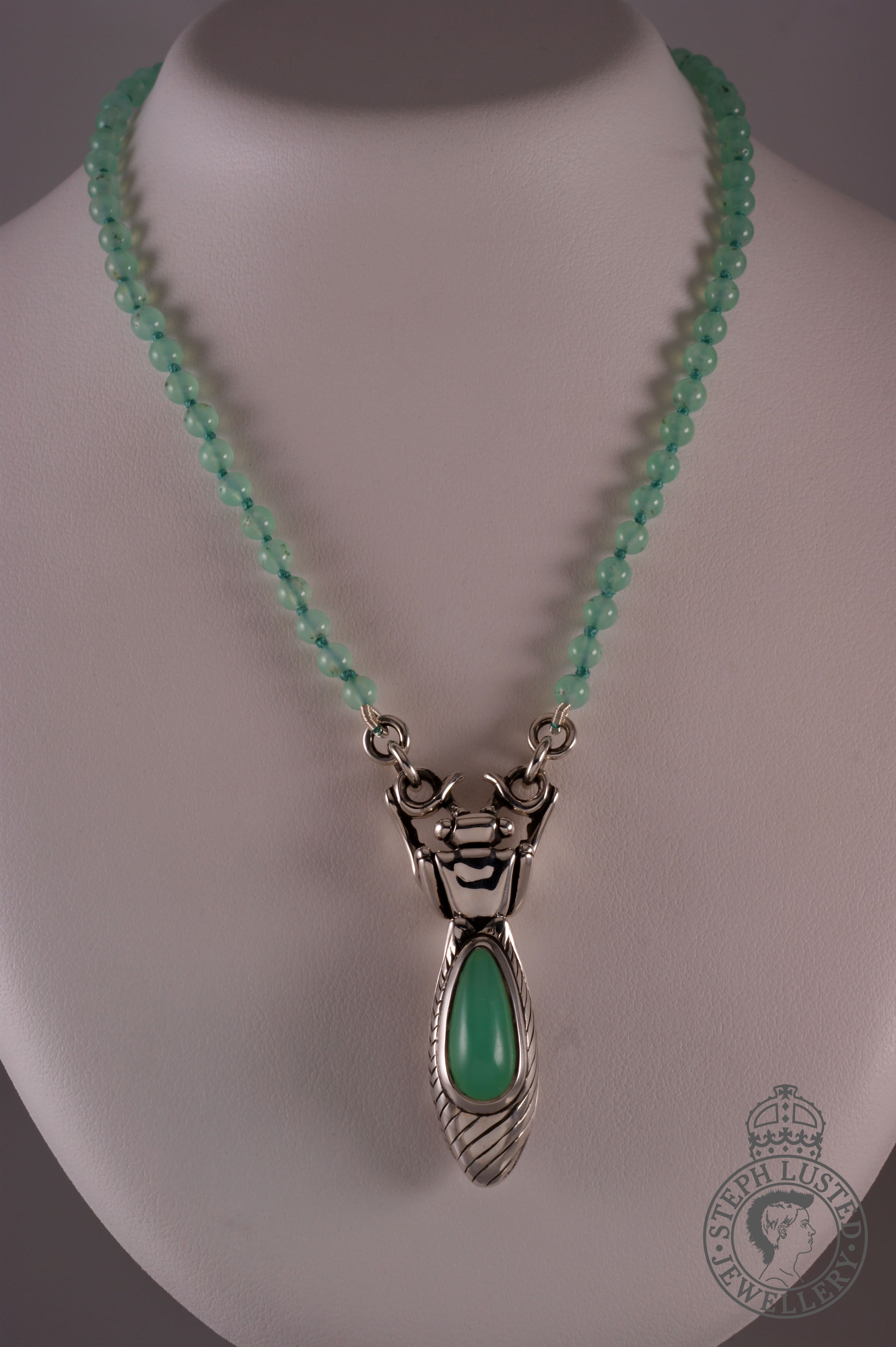Praying Mantis & Chrysoprase Beads