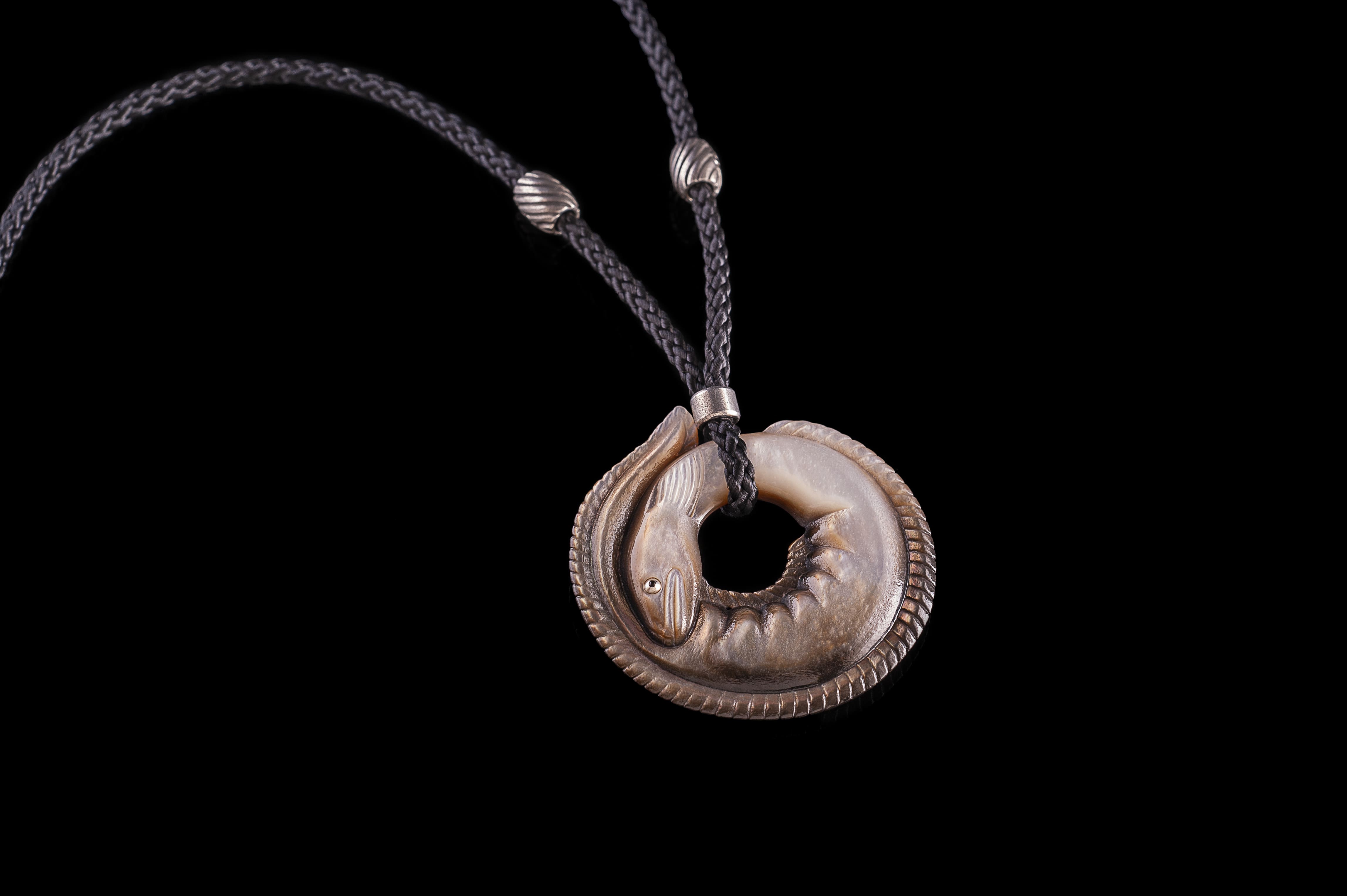 Mother of Pearl Tuna / Longfin Eel Necklace