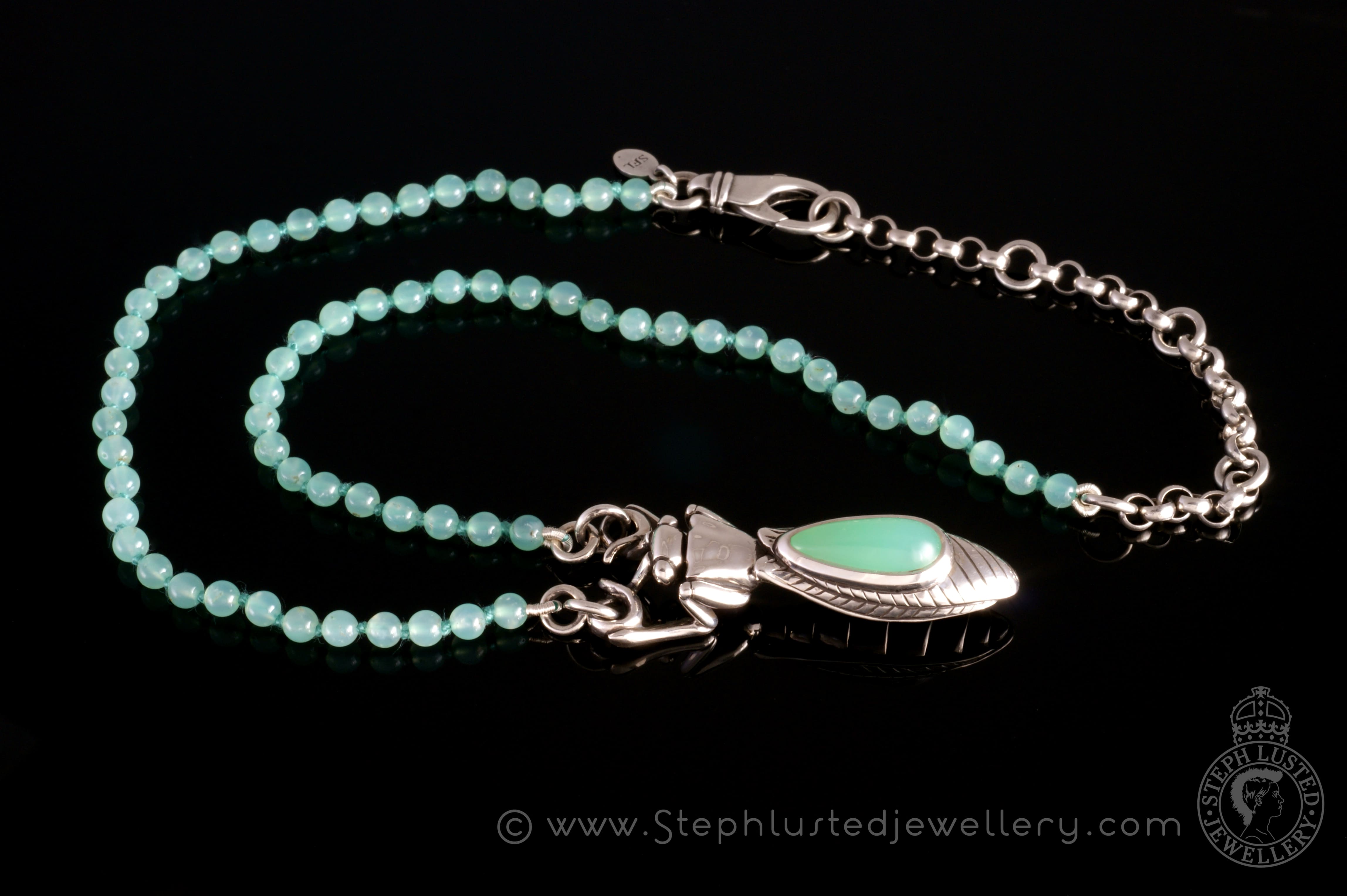 Praying Mantis & Chrysoprase Beads