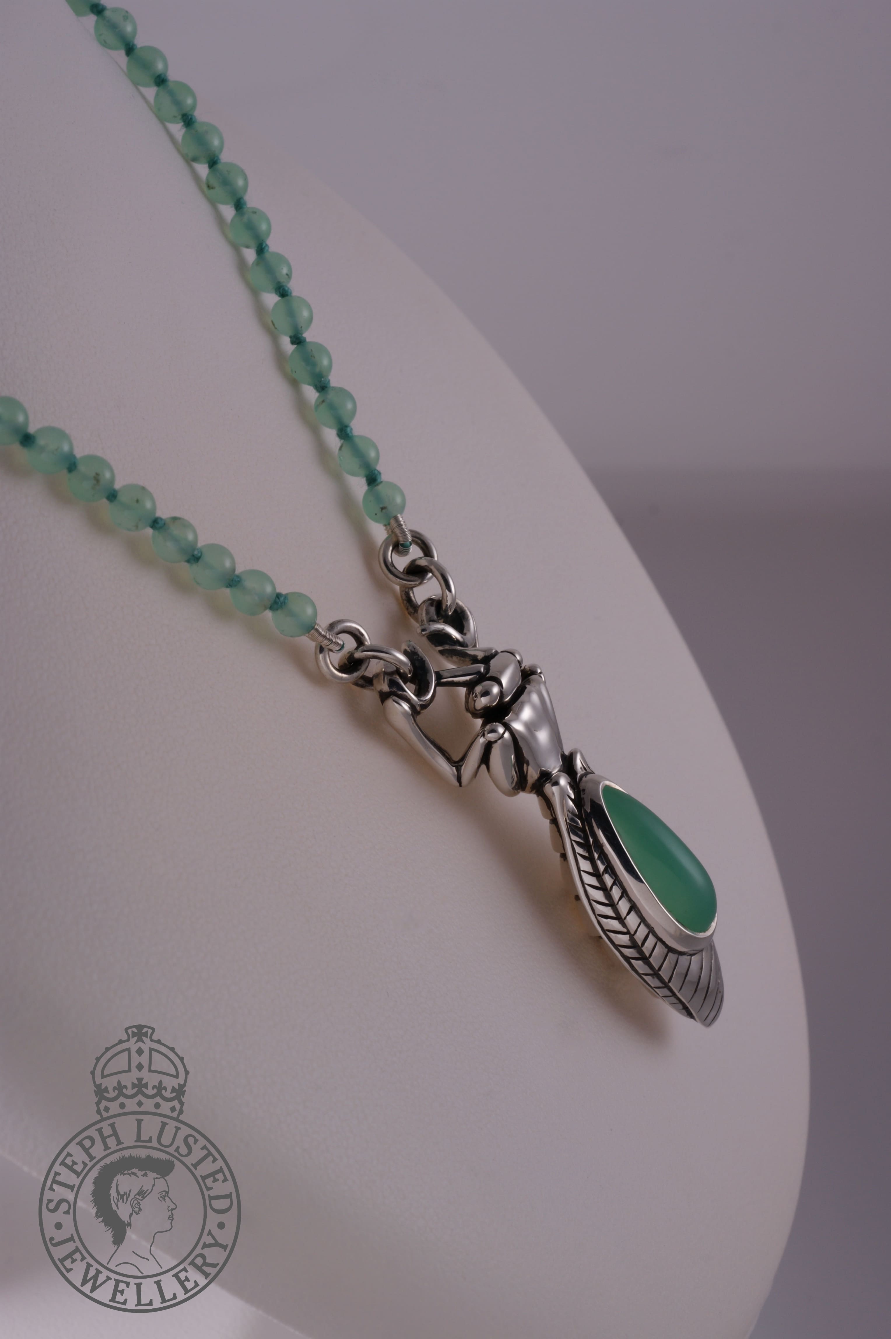 Praying Mantis & Chrysoprase Beads