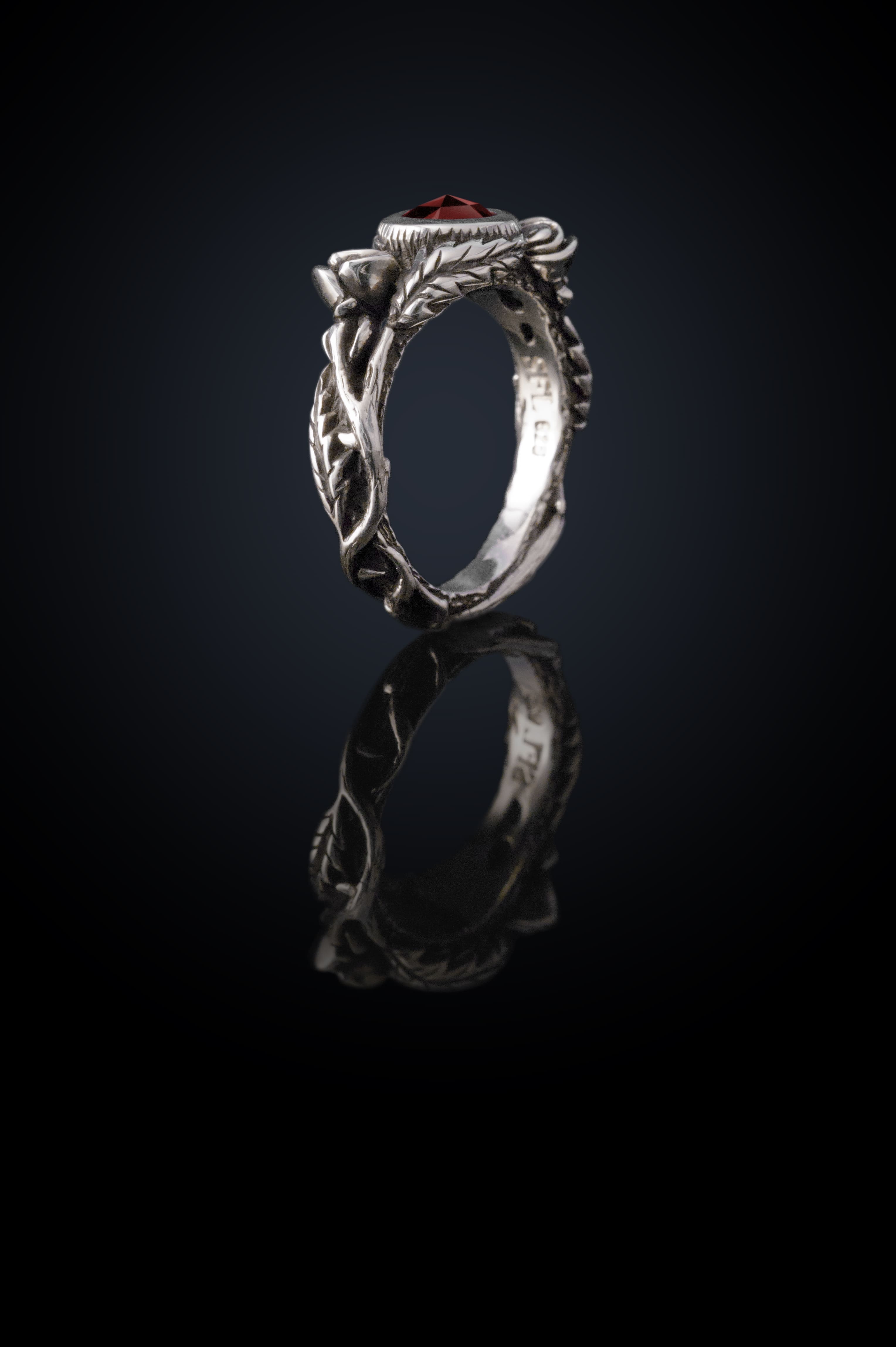 Rose and Thorn Ring - Silver