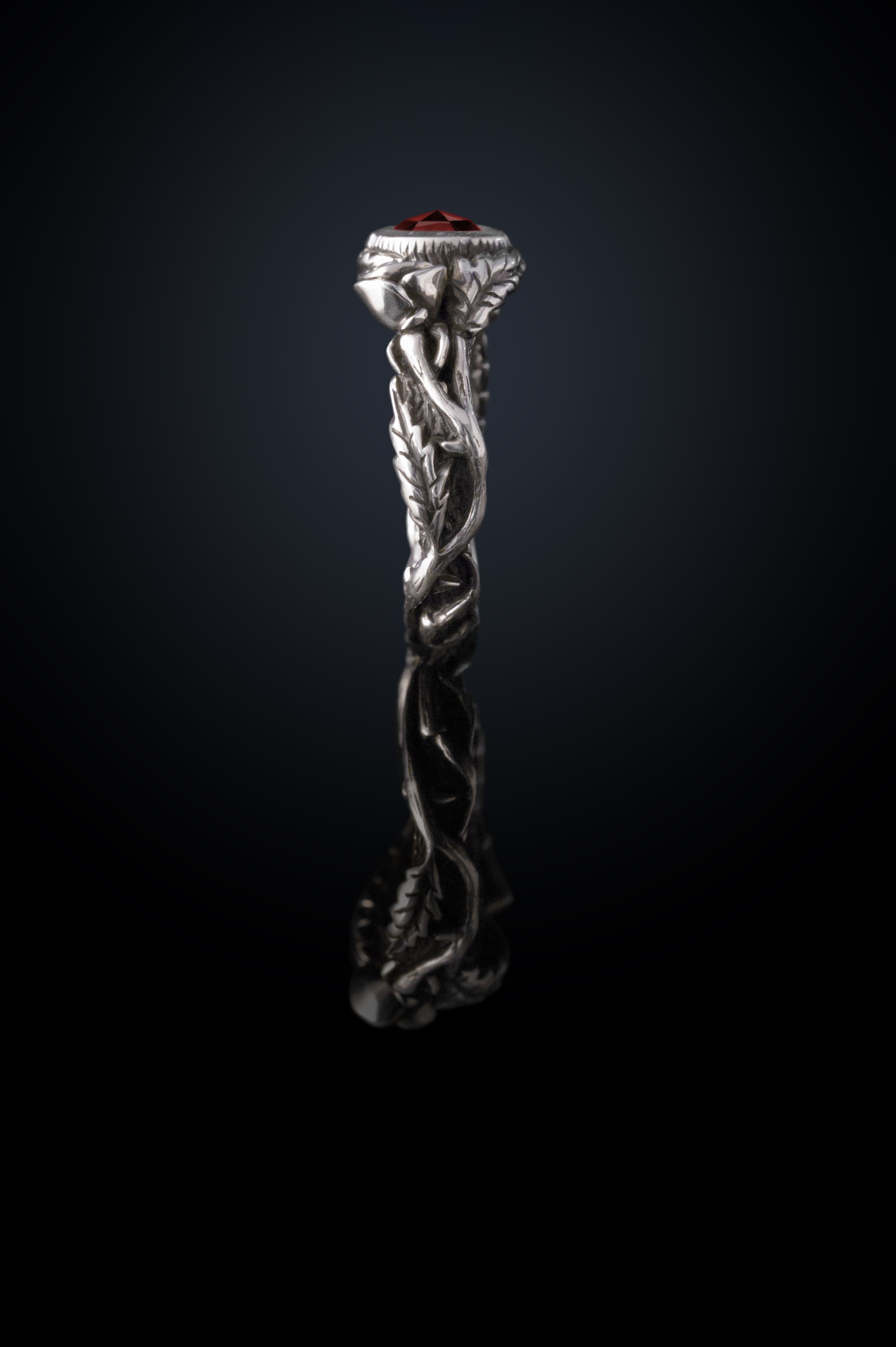 Rose and Thorn Ring - Silver