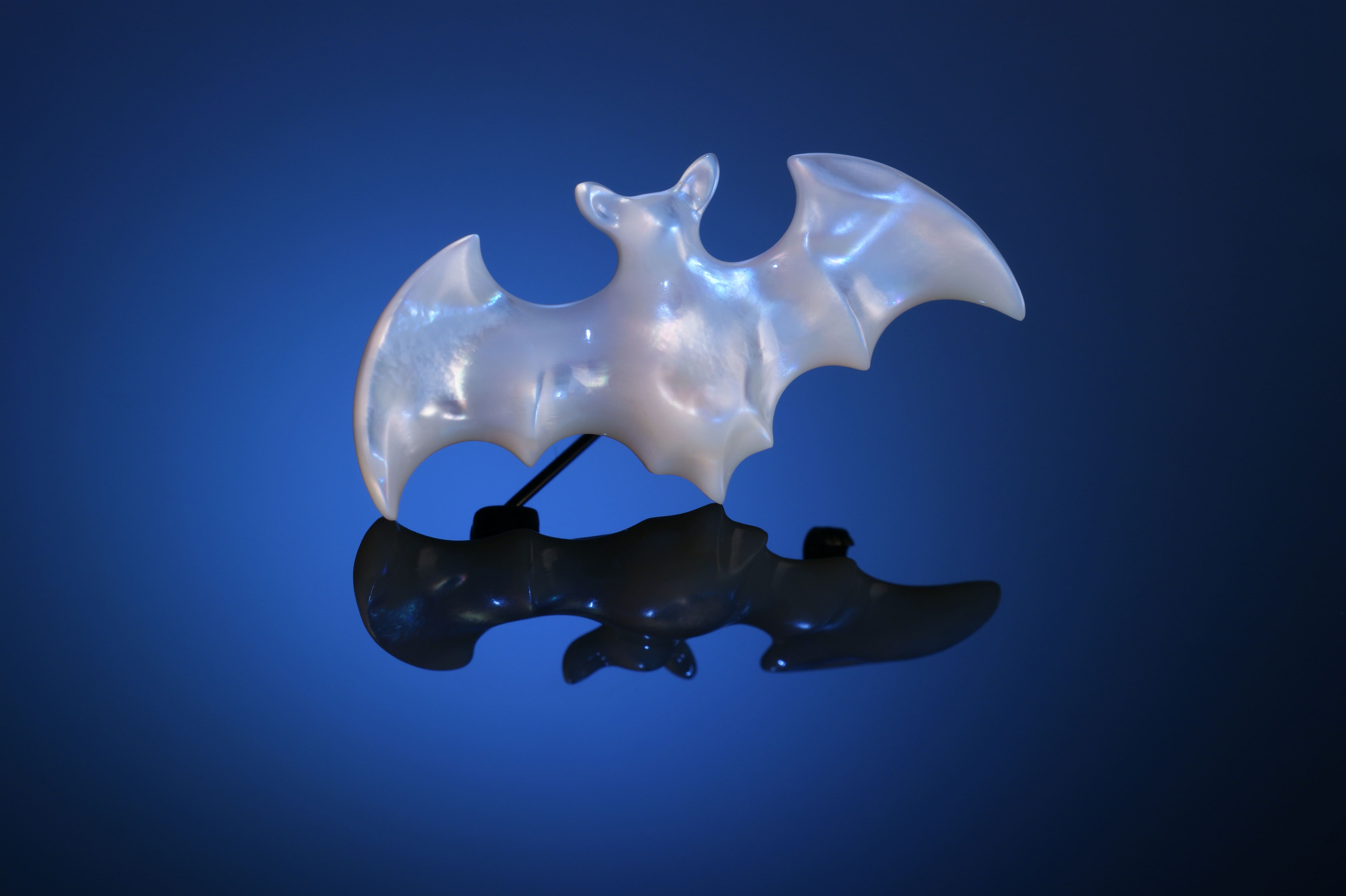 Mother of Pearl Bat Brooch Small