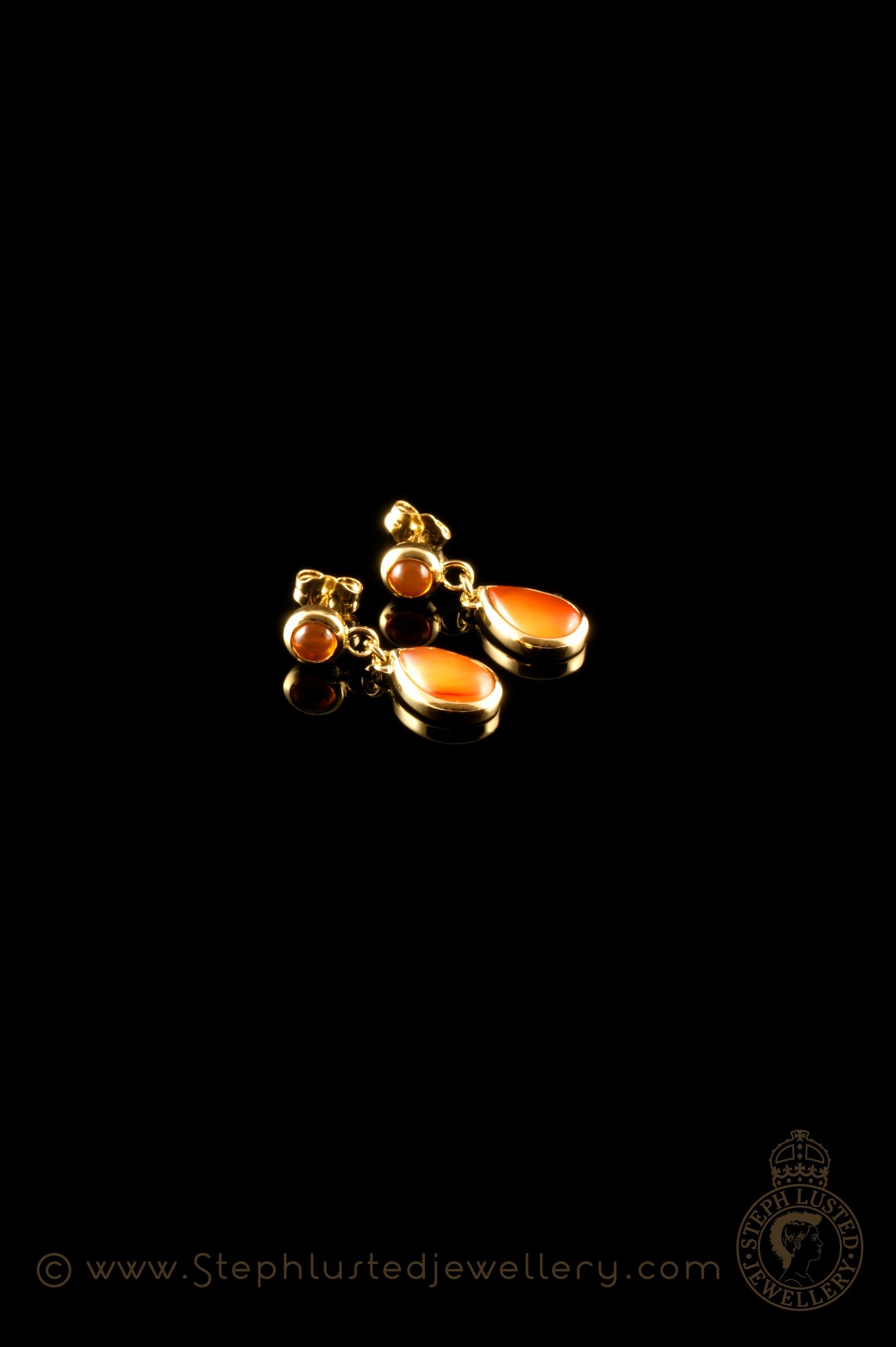 Fire Opal & Carnelian Drop Earrings