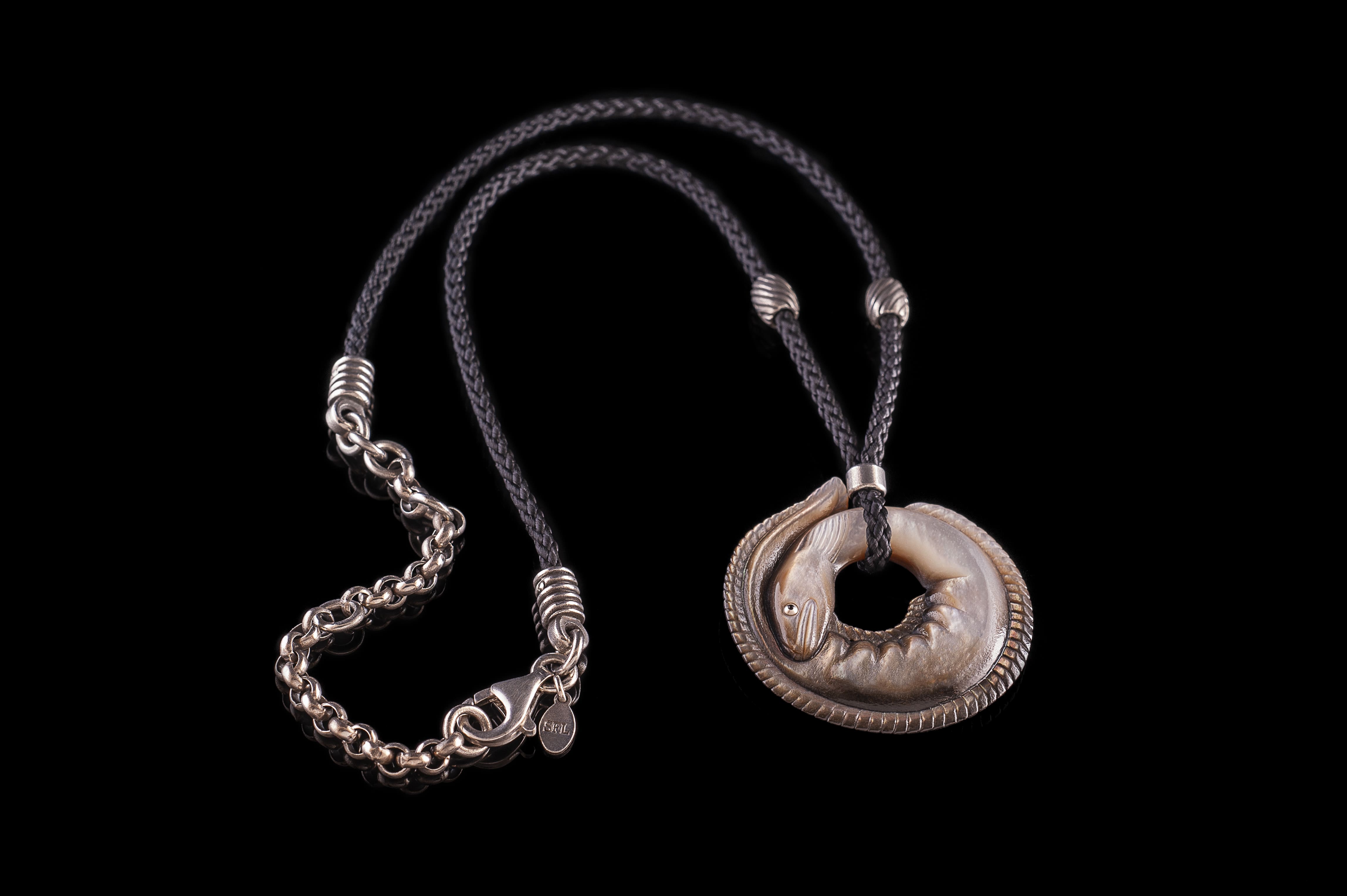 Mother of Pearl Tuna / Longfin Eel Necklace